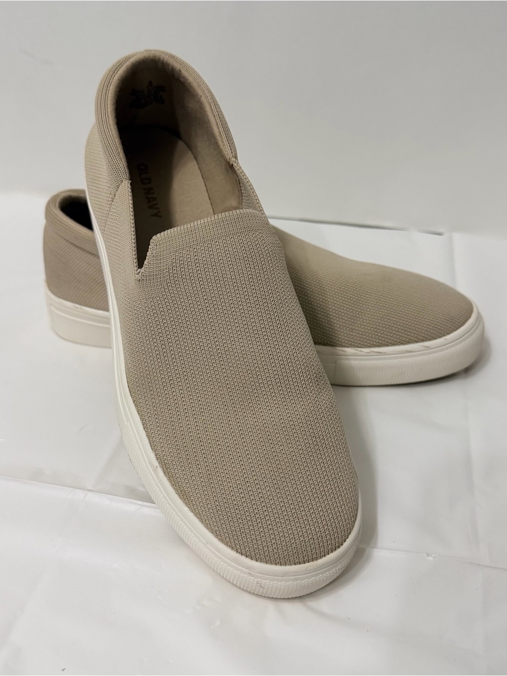 Old Navy Men's Slip-On Knit Sneakers in Beige